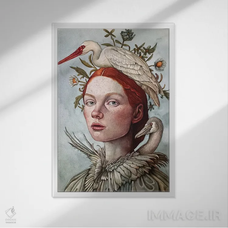 تابلو دکوراتیو "سرخ آتشین" اثر لیزا لنون - نمای قابدار سفید