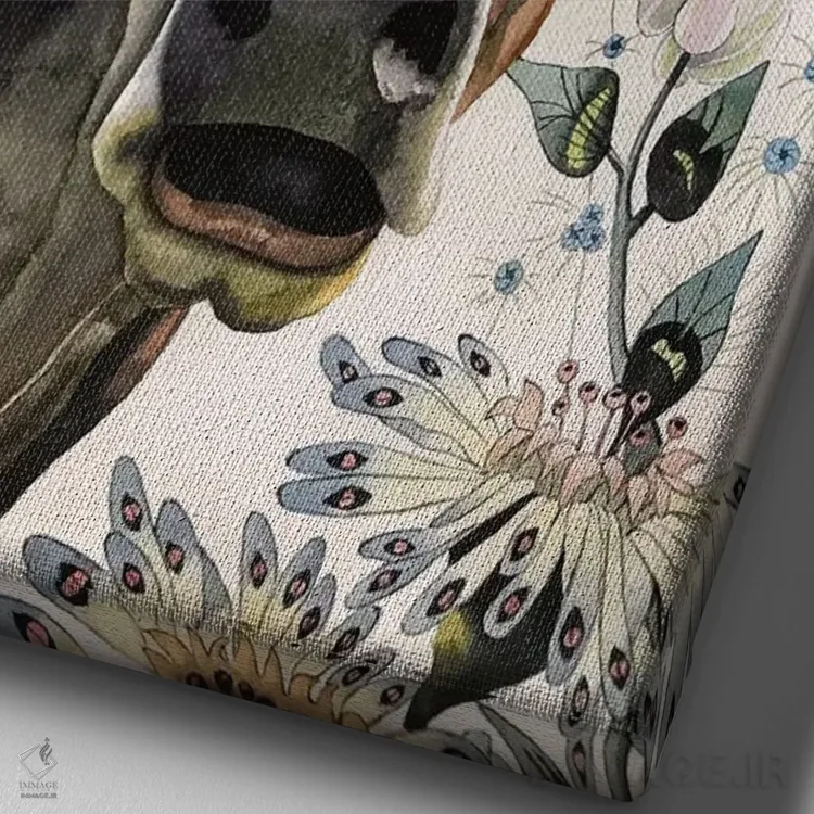 تابلو دکوراتیو "گاو" اثر لیزا لنون - نمای نزدیک بافت بوم