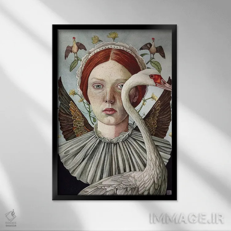 تابلو دکوراتیو "فرشته پرندگان کوچک" اثر لیزا لنون - نمای قابدار مشکی