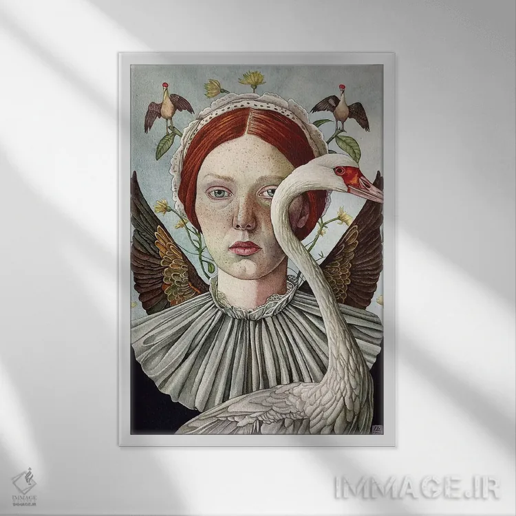 تابلو دکوراتیو "فرشته پرندگان کوچک" اثر لیزا لنون - نمای قابدار سفید