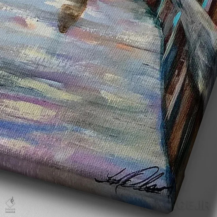 تابلو دکوراتیو "سگ و ماه" اثر لیندا اولسن - نمای نزدیک بافت بوم