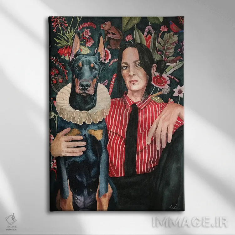 تابلو دکوراتیو "دوبرمن" اثر لیزا لنون - نمای روبهرو روی دیوار