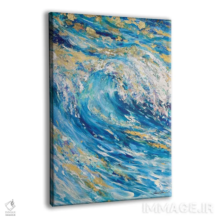 تابلو انتزاعی "موج طلایی" اثر لیندا اولسن - نمای پرسپکتیو محصول