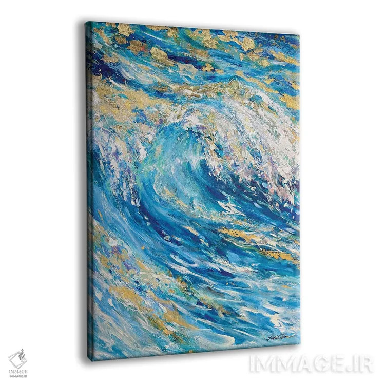 تابلو انتزاعی "موج طلایی" اثر لیندا اولسن - نمای پرسپکتیو محصول