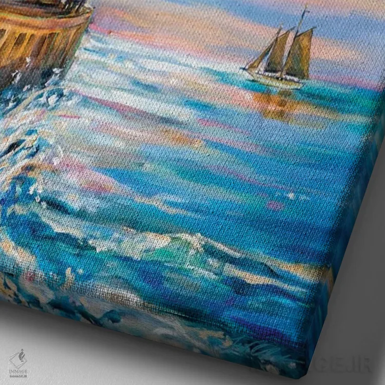 تابلو دکوراتیو "رویاهای نوک جنوبی" اثر لیندا اولسن - نمای نزدیک بافت بوم