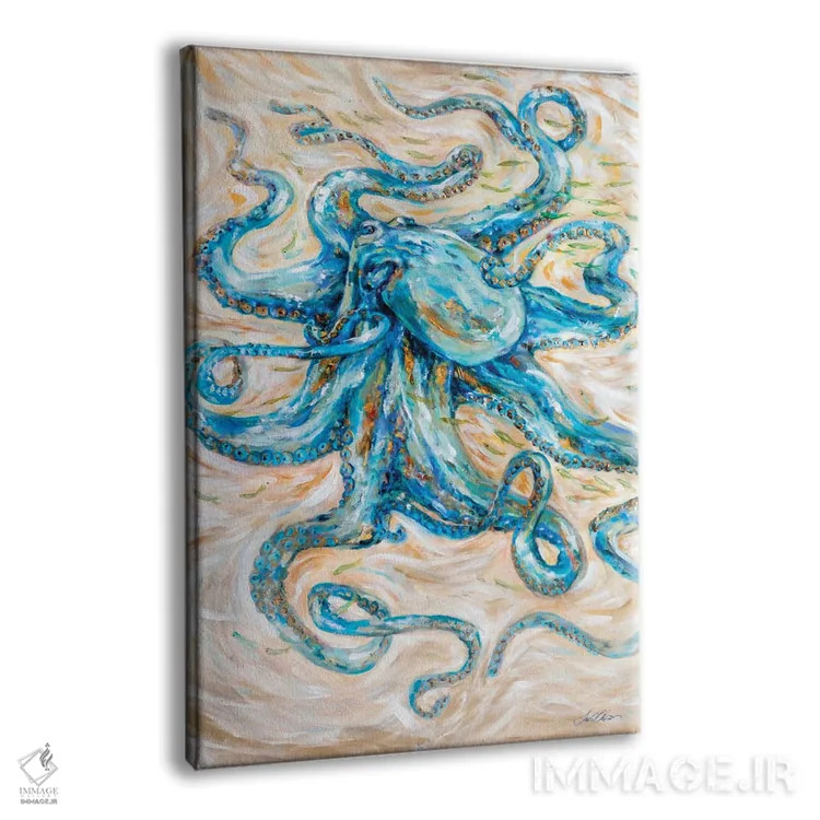 تابلو دکوراتیو "هشت پا فیروزه ای" اثر لیندا اولسن - نمای پرسپکتیو محصول