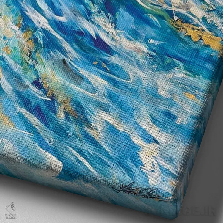 تابلو انتزاعی "موج طلایی" اثر لیندا اولسن - نمای نزدیک بافت بوم