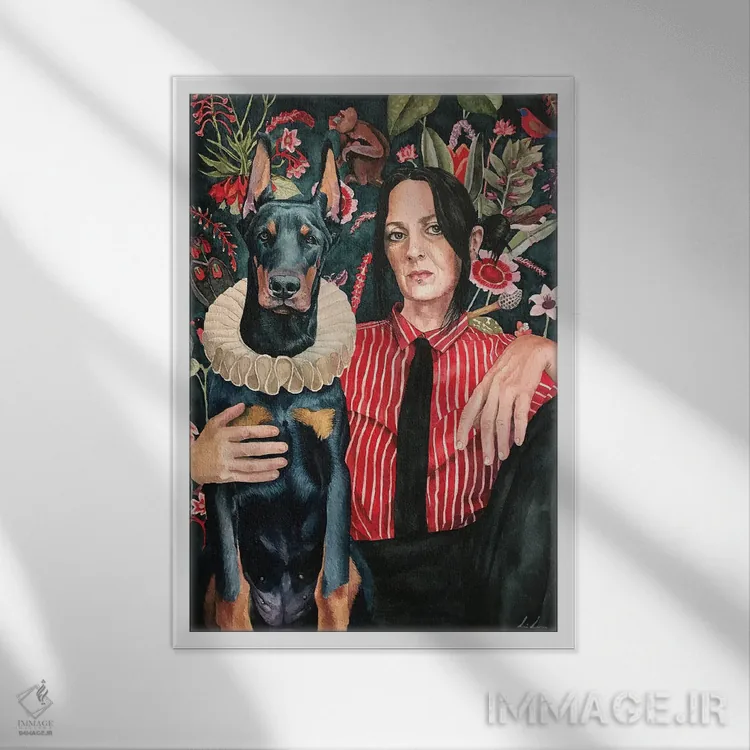 تابلو دکوراتیو "دوبرمن" اثر لیزا لنون - نمای قابدار سفید