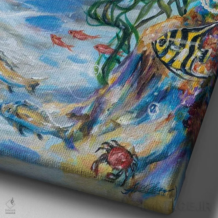 تابلو دکوراتیو "مسافران رایگان" اثر لیندا اولسن - نمای نزدیک بافت بوم