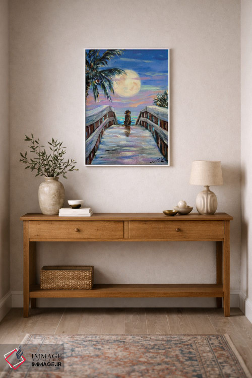 تابلو دکوراتیو "سگ و ماه" اثر لیندا اولسن - D1W