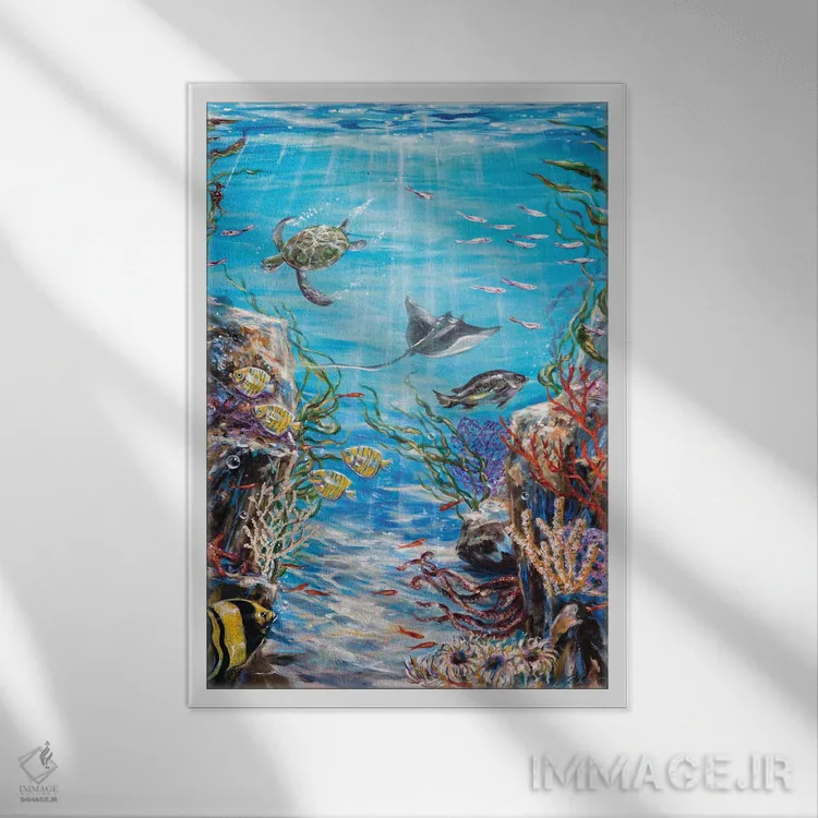 تابلو دکوراتیو "رویای زیر آب" اثر لیندا اولسن - نمای قابدار سفید