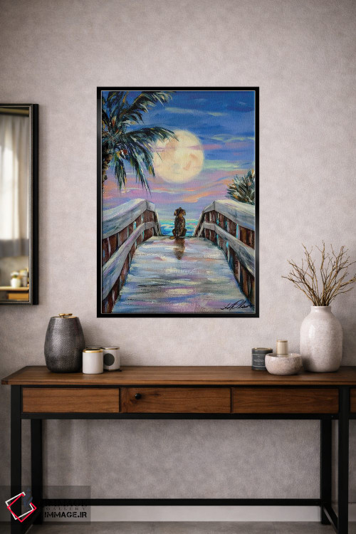 تابلو دکوراتیو "سگ و ماه" اثر لیندا اولسن - D2B