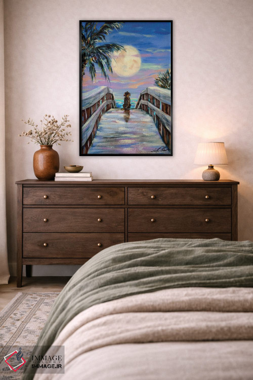 تابلو دکوراتیو "سگ و ماه" اثر لیندا اولسن - D5B