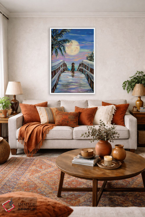 تابلو دکوراتیو "سگ و ماه" اثر لیندا اولسن - D3W