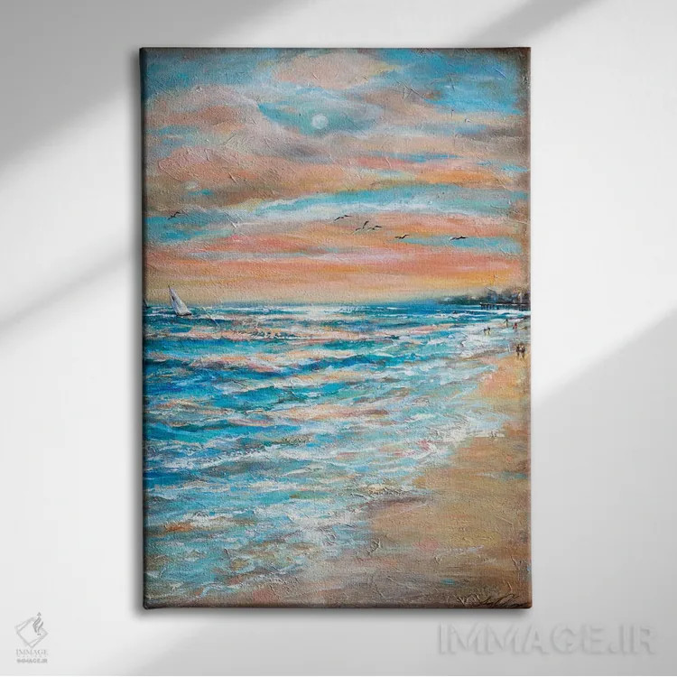 تابلو دکوراتیو "در امتداد ساحل" اثر لیندا اولسن - نمای روبهرو روی دیوار