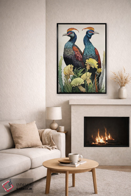 تابلو دکوراتیو "پرندگان تاج دار زرد" اثر لیزا لنون - D6B