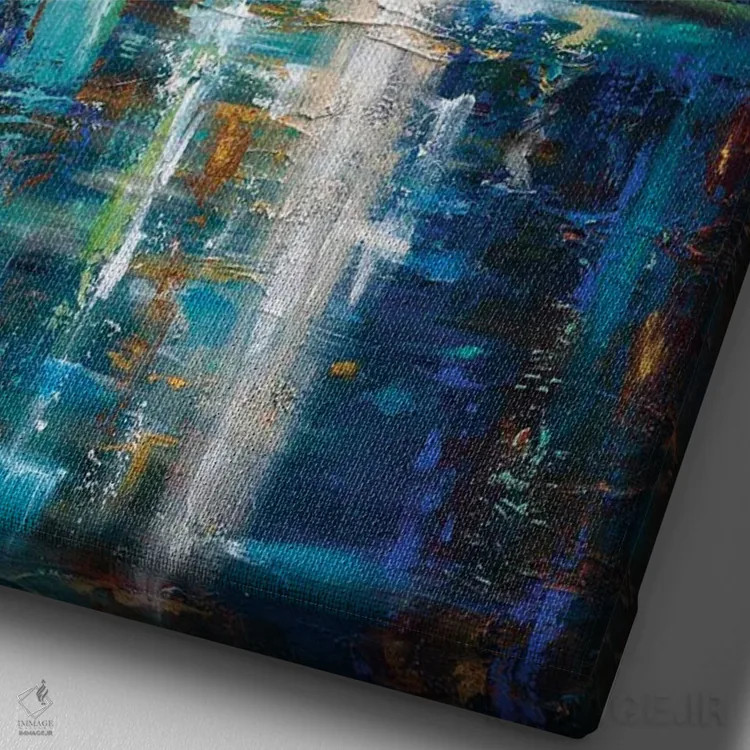 تابلو انتزاعی "آبشار" اثر لیندا اولسن - نمای نزدیک بافت بوم