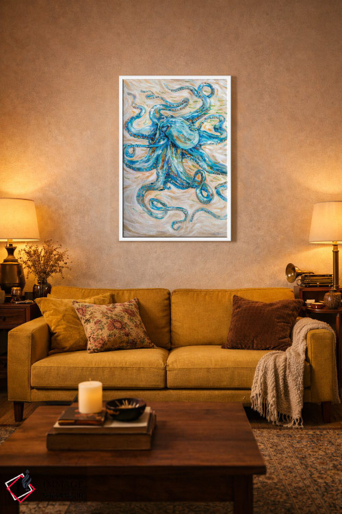 تابلو دکوراتیو "هشت پا فیروزه ای" اثر لیندا اولسن - D1W