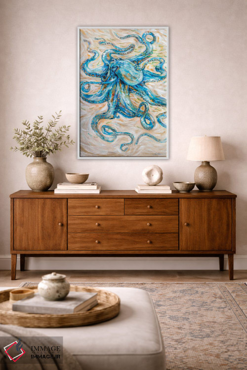 تابلو دکوراتیو "هشت پا فیروزه ای" اثر لیندا اولسن - D2W