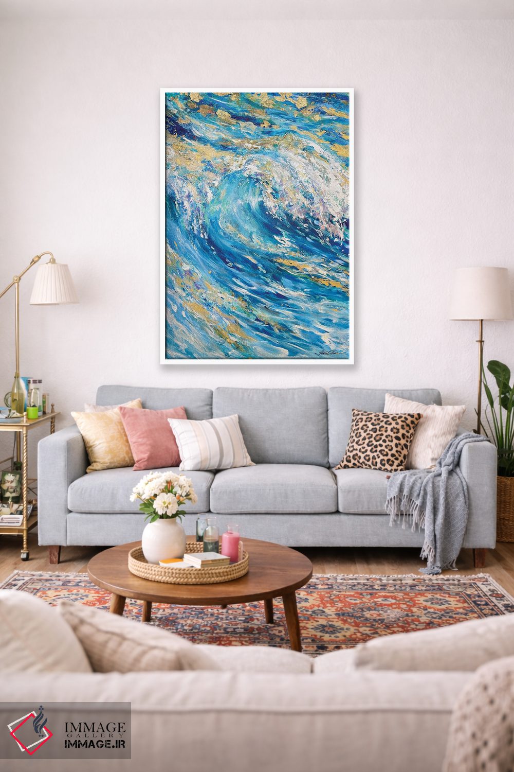 تابلو انتزاعی "موج طلایی" اثر لیندا اولسن - D1W