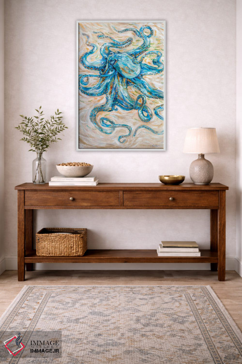 تابلو دکوراتیو "هشت پا فیروزه ای" اثر لیندا اولسن - D3W