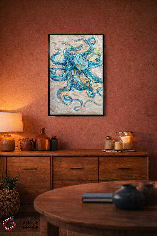 تابلو دکوراتیو "هشت پا فیروزه ای" اثر لیندا اولسن - D4B