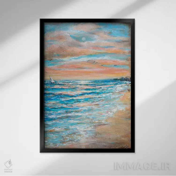 تابلو دکوراتیو "در امتداد ساحل" اثر لیندا اولسن - نمای قابدار مشکی