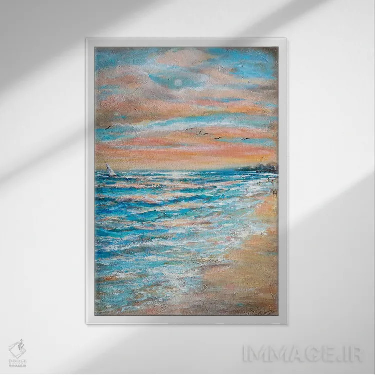تابلو دکوراتیو "در امتداد ساحل" اثر لیندا اولسن - نمای قابدار سفید
