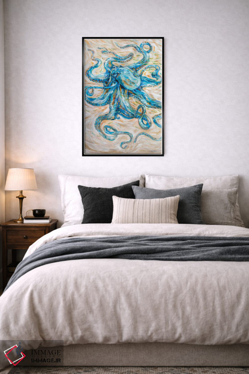تابلو دکوراتیو "هشت پا فیروزه ای" اثر لیندا اولسن - D6B