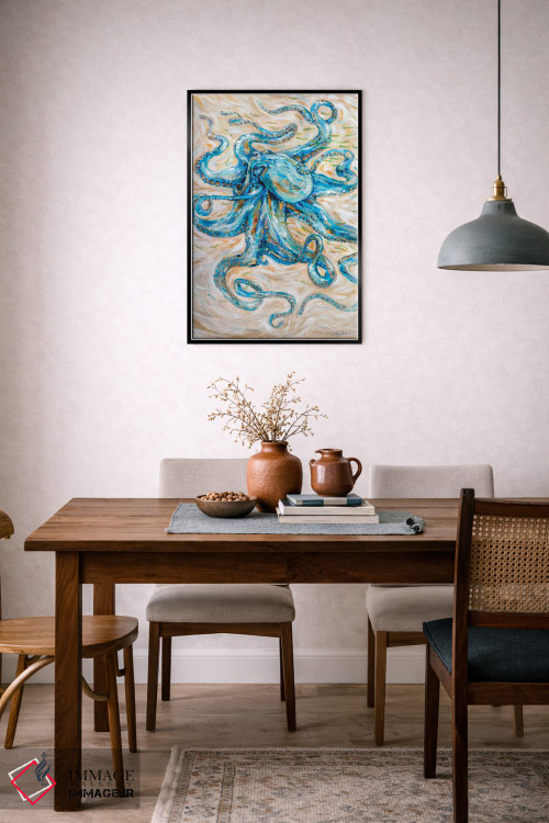 تابلو دکوراتیو "هشت پا فیروزه ای" اثر لیندا اولسن - D5B