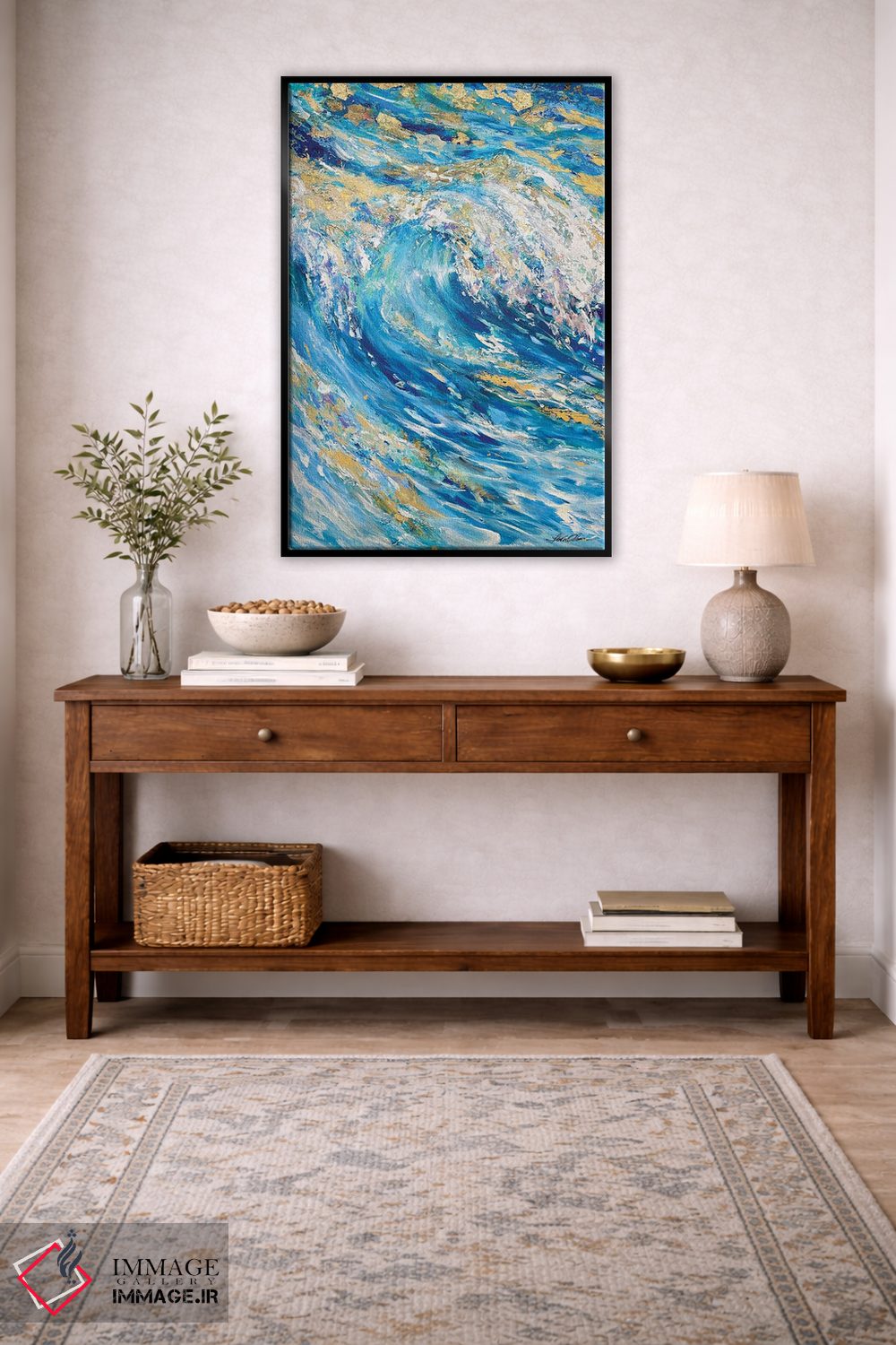 تابلو انتزاعی "موج طلایی" اثر لیندا اولسن - D5B