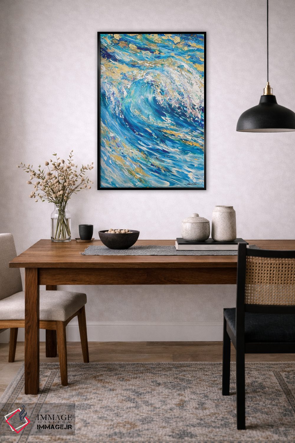 تابلو انتزاعی "موج طلایی" اثر لیندا اولسن - D6B