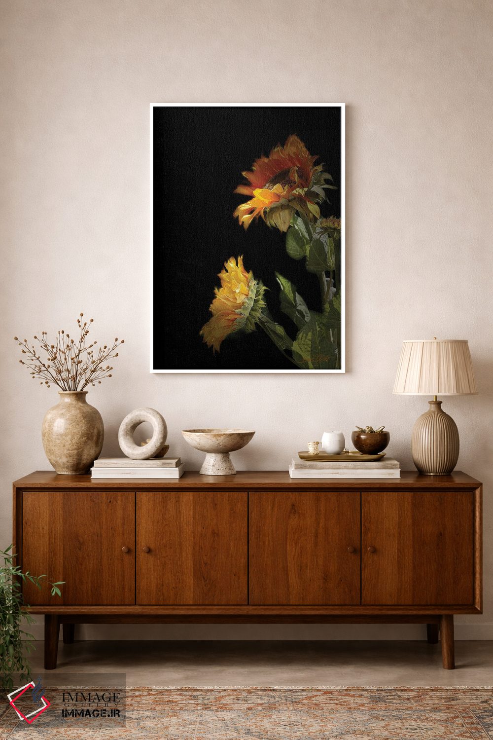 تابلو دکوراتیو "گل آفتابگردان سیاه" اثر لیندا اولسن - D1W