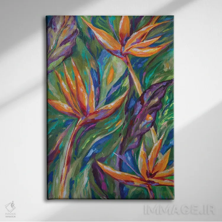 تابلو دکوراتیو "پرندگان بهشتی" اثر لیندا اولسن - نمای روبهرو روی دیوار