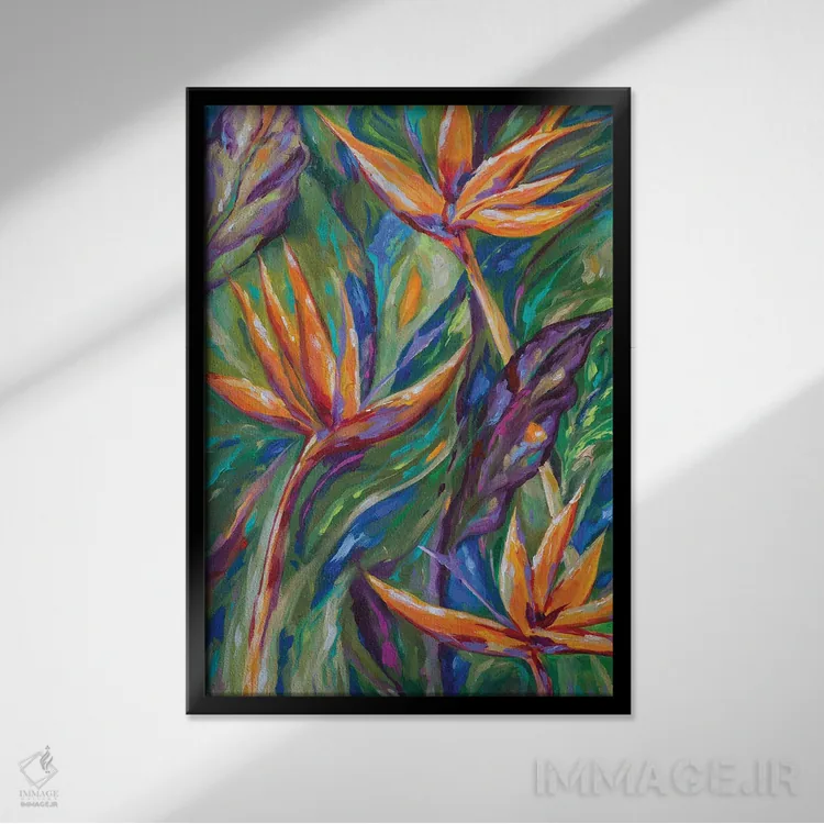 تابلو دکوراتیو "پرندگان بهشتی" اثر لیندا اولسن - نمای قابدار مشکی