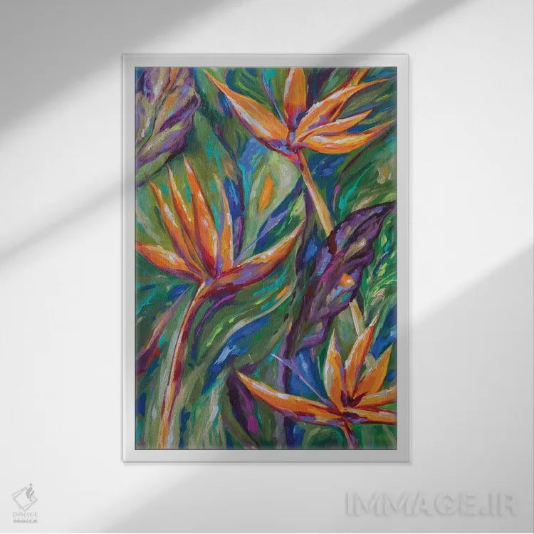 تابلو دکوراتیو "پرندگان بهشتی" اثر لیندا اولسن - نمای قابدار سفید