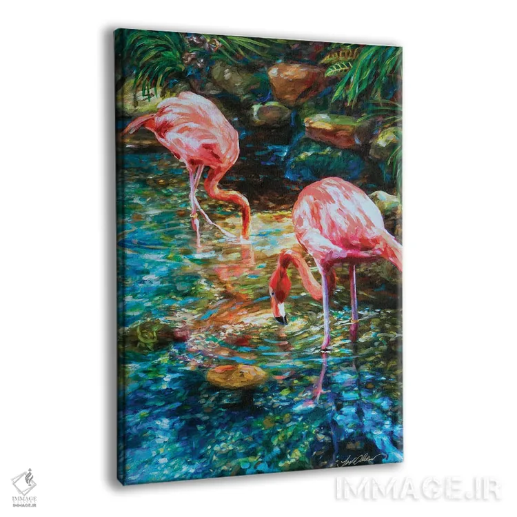 تابلو دکوراتیو فلامینگوها اثر لیندا اولسن - نمای پرسپکتیو محصول