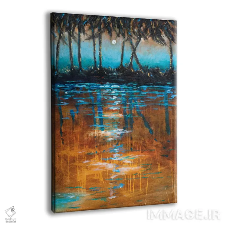 تابلو انتزاعی نمای شب از کایاک اثر لیندا اولسن - نمای پرسپکتیو محصول