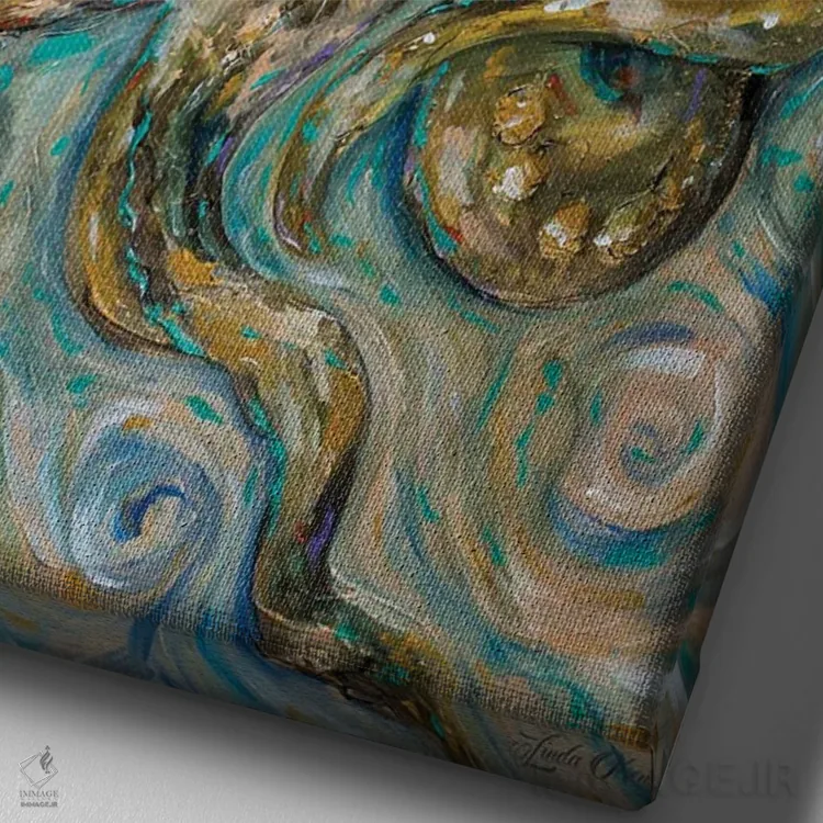 تابلو دکوراتیو تانگوی هشت پا اثر لیندا اولسن - نمای نزدیک بافت بوم