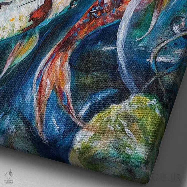 تابلو دکوراتیو کوی و صخره ها اثر لیندا اولسن - نمای نزدیک بافت بوم