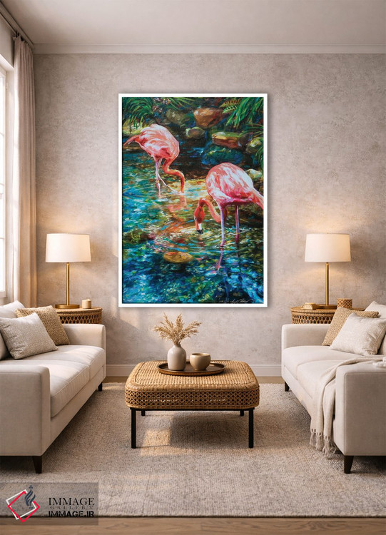 تابلو دکوراتیو فلامینگوها اثر لیندا اولسن - D1W