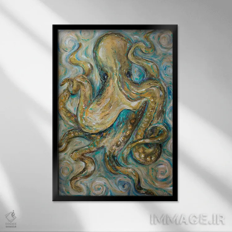 تابلو دکوراتیو تانگوی هشت پا اثر لیندا اولسن - نمای قابدار مشکی