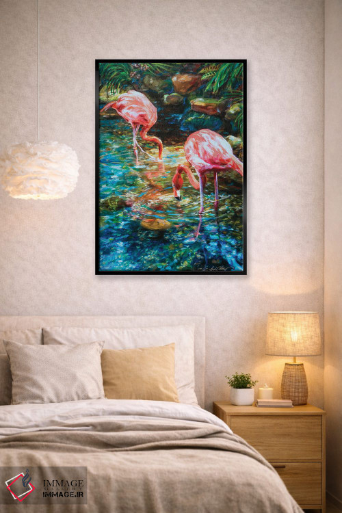 تابلو دکوراتیو فلامینگوها اثر لیندا اولسن - D2B