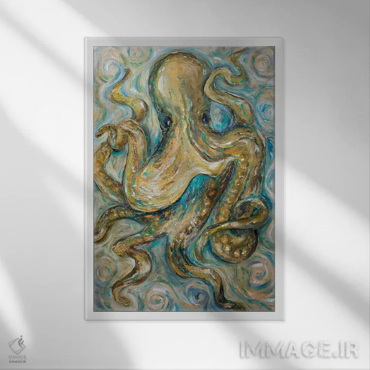 تابلو دکوراتیو تانگوی هشت پا اثر لیندا اولسن - نمای قابدار سفید