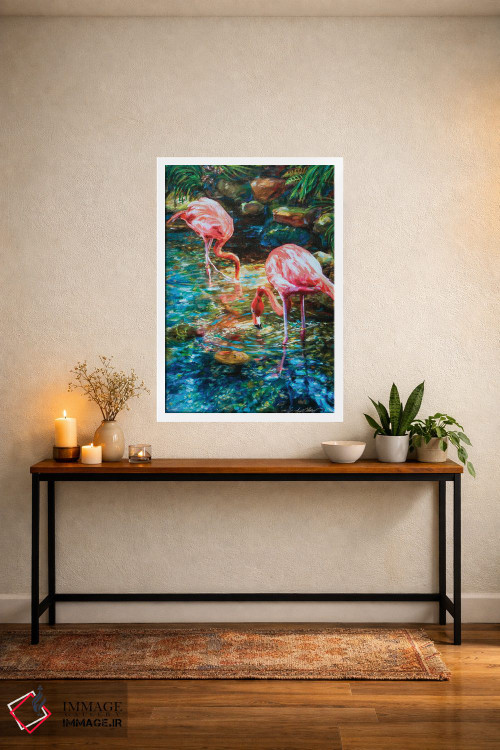 تابلو دکوراتیو فلامینگوها اثر لیندا اولسن - D4W