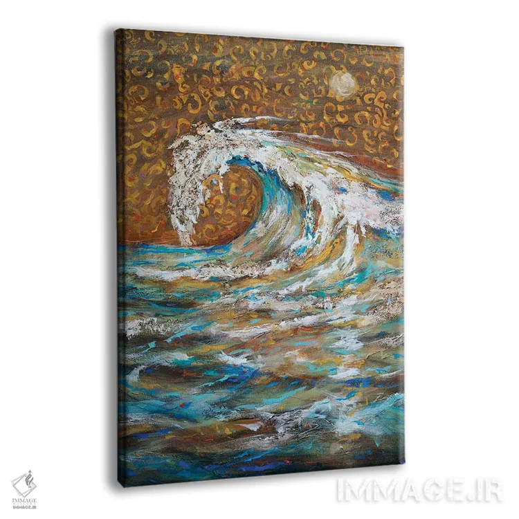 تابلو انتزاعی موجی که باد آن را می تازد اثر لیندا اولسن - نمای پرسپکتیو محصول