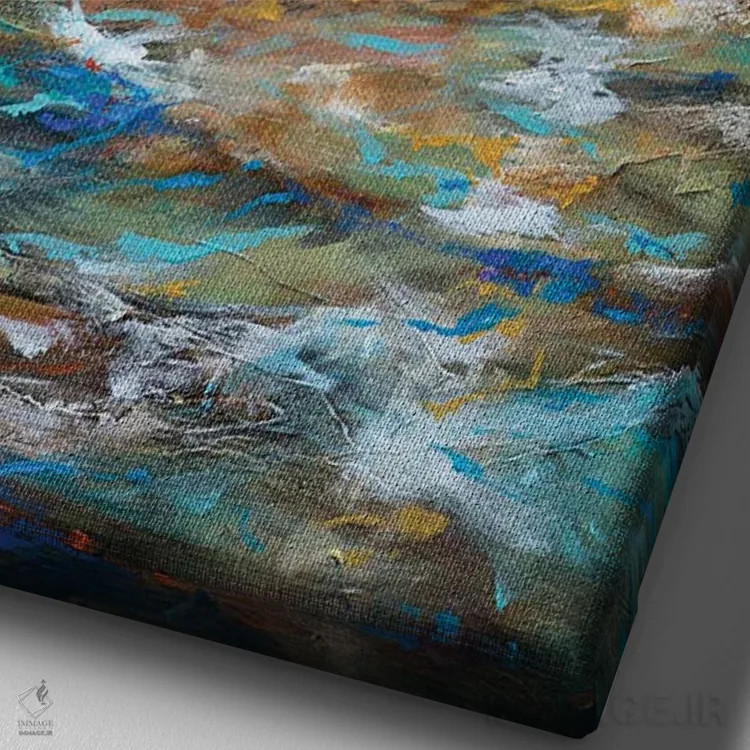 تابلو انتزاعی موجی که باد آن را می تازد اثر لیندا اولسن - نمای نزدیک بافت بوم