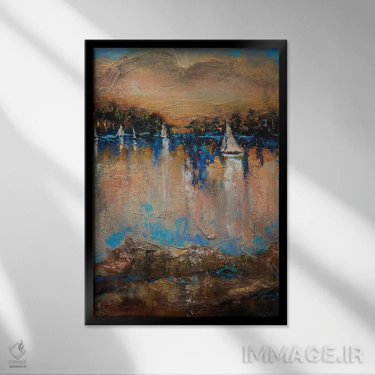 تابلو انتزاعی پایان مسابقه اثر لیندا اولسن - نمای قابدار مشکی