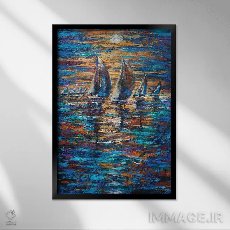 تابلو انتزاعی مسابقه انسنادا اثر لیندا اولسن - نمای قابدار مشکی