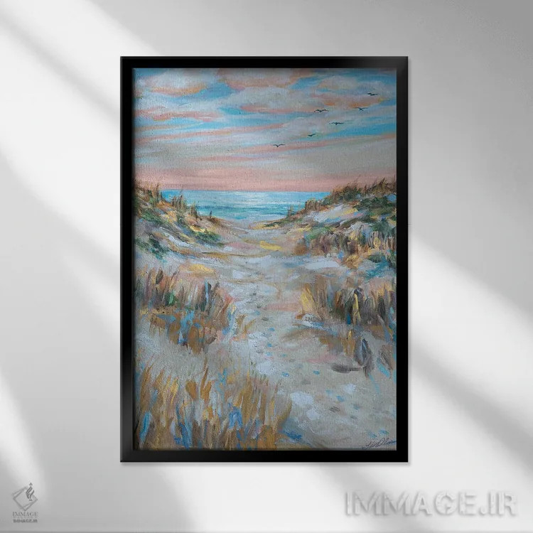 تابلو دکوراتیو مسیر ردپاها اثر لیندا اولسن - نمای قابدار مشکی